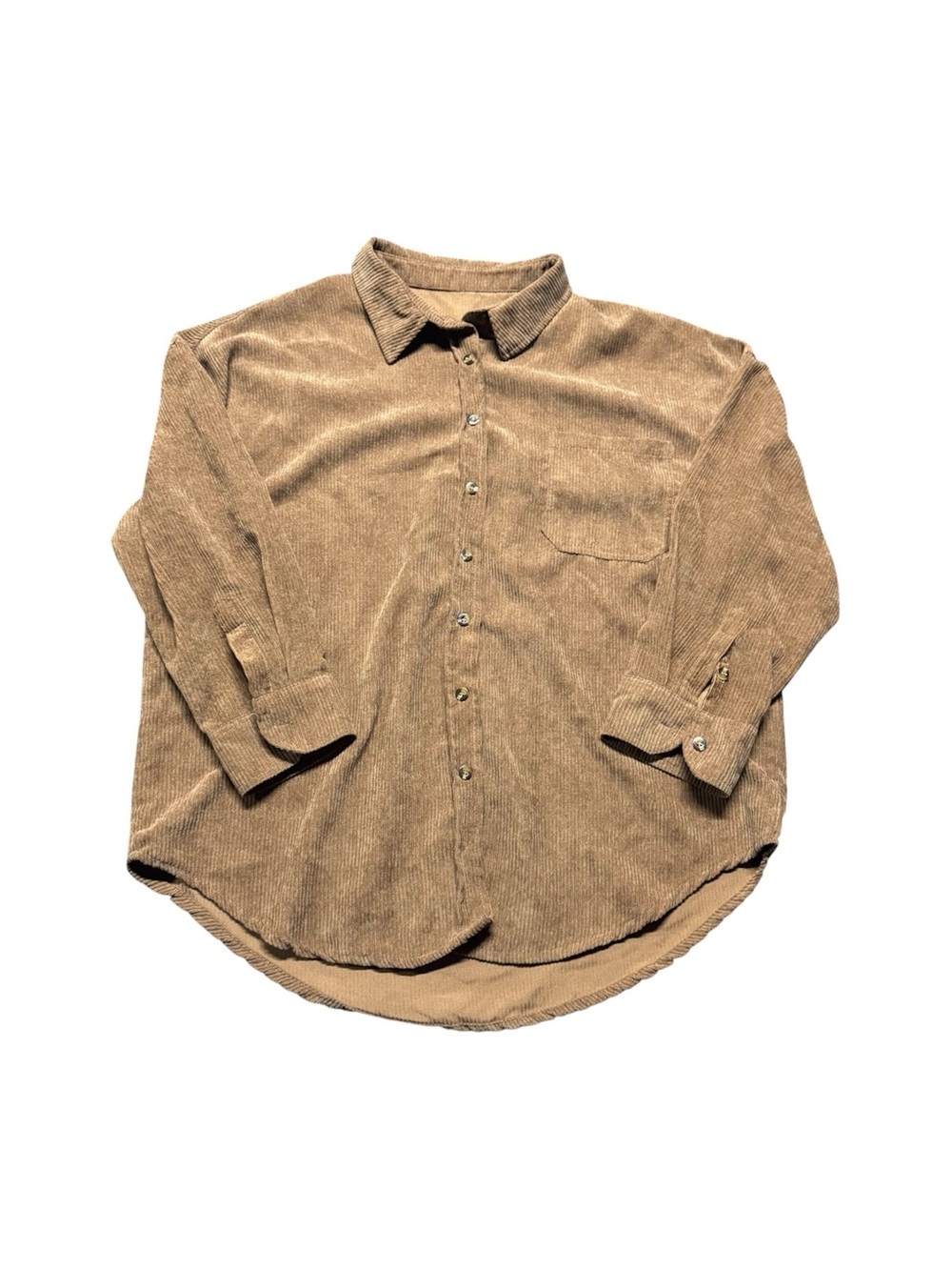 Casual Corduroy Button-Down Shirt in Camel